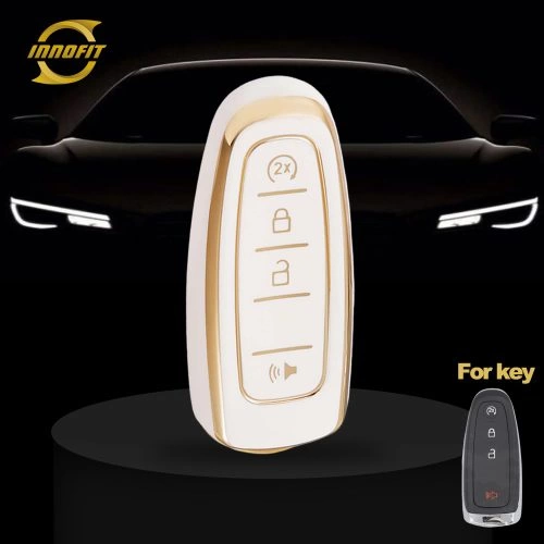 FOJ2T1-White-Gold Plating- Car Key Cover For Ford LINCOLN