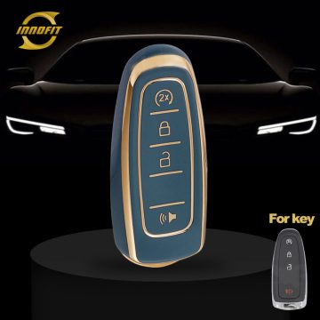 FOJ2T1-Granny Grey-Gold Plating- Car Key Cover For Ford LINCOLN
