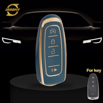 FOJ2T1-Granny Grey-Gold Plating- Car Key Cover For Ford LINCOLN