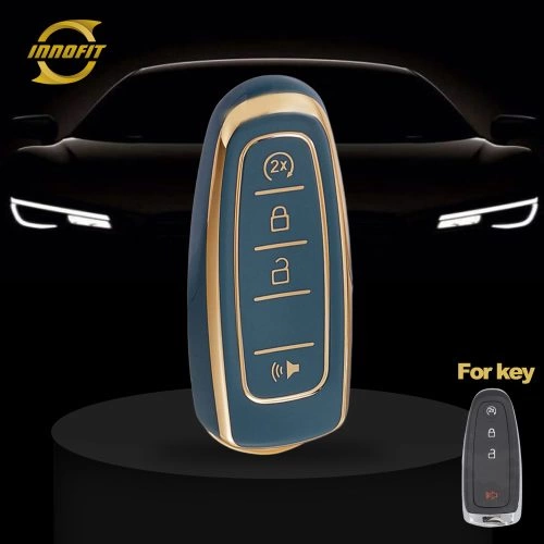 FOJ2T1-Granny Grey-Gold Plating- Car Key Cover For Ford LINCOLN