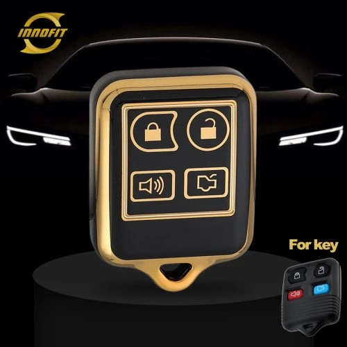 FOK1T1-Siyah-Altın Kaplama- Ford LINCOLN Mercury için Araba Anahtarı Kapağı