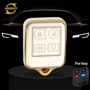 FOK1T1-White-Gold Plating- Car Key Cover For Ford LINCOLN Mercury