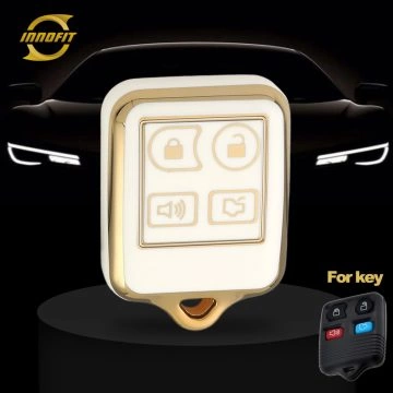 FOK1T1-White-Gold Plating- Car Key Cover For Ford LINCOLN Mercury