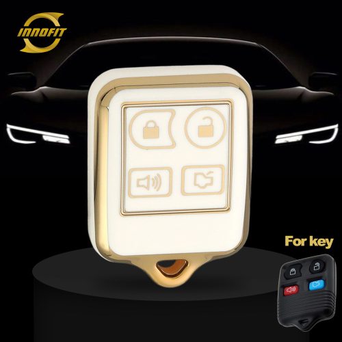 FOK1T1-White-Gold Plating- Car Key Cover For Ford LINCOLN Mercury