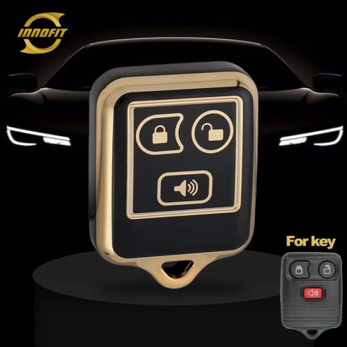 FOK4T1-Black-Gold Plating- Car Key Cover For Ford Mazda