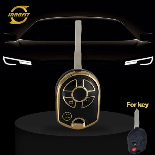 FON1T1-Black-Gold Plating- Car Key Cover For Ford