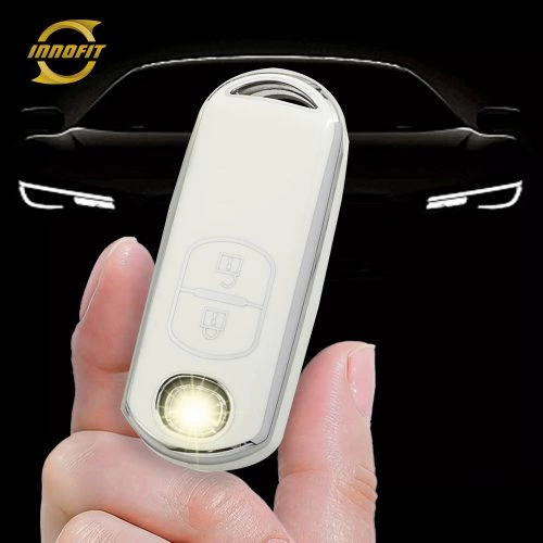 MAB2T1-White-Silver Plating- Car Key Cover For Mazda