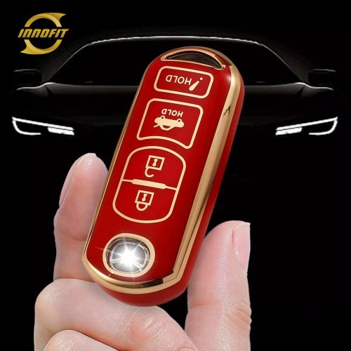 MAB3T1-Red-Gold Plating- Car Key Cover For Mazda Toyota Scion