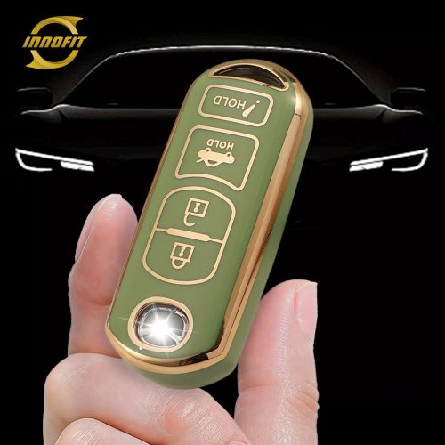 MAB3T1-Green-Gold Plating- Car Key Cover For Mazda Toyota Scion