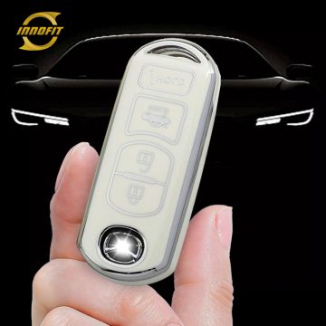 MAB3T1-White-Silver Plating- Car Key Cover For Mazda Toyota Scion
