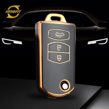 MAC1T1-Black-Gold Plating- Car Key Cover For Mazda