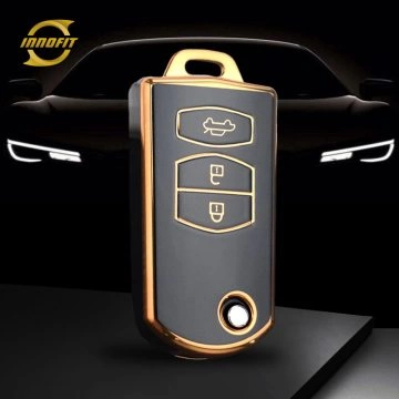 MAC1T1-Black-Gold Plating- Car Key Cover For Mazda