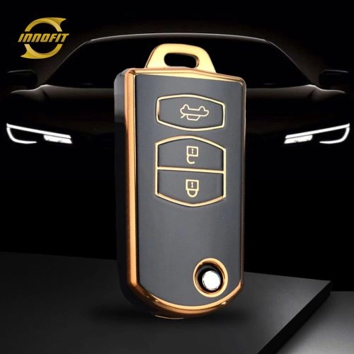 MAC1T1-Black-Gold Plating- Car Key Cover For Mazda