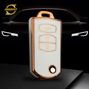 MAC1T1-White-Gold Plating- Car Key Cover For Mazda