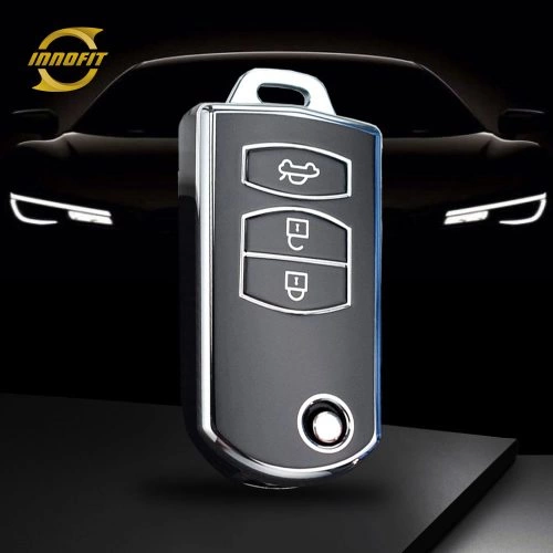 MAC1T1-Black-Silver Plating- Car Key Cover For Mazda