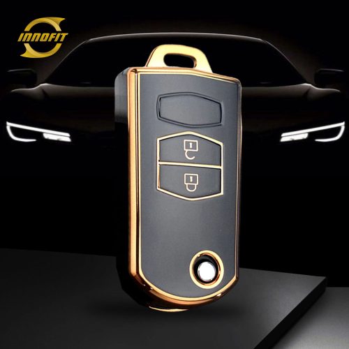 MAC2T1-Black-Gold Plating- Car Key Cover For Mazda