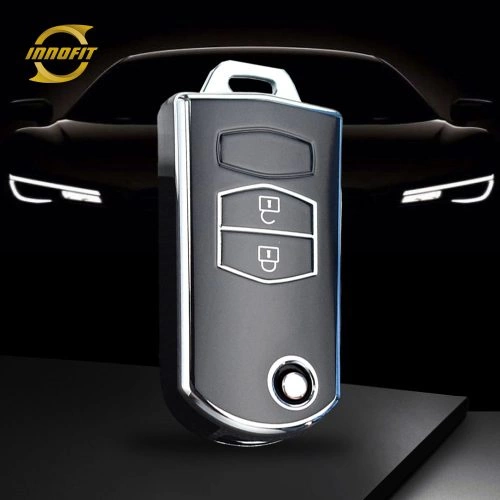 MAC2T1-Black-Silver Plating- Car Key Cover For Mazda