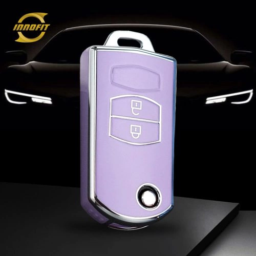 MAC2T1-Purple-Silver Plating- Car Key Cover For Mazda