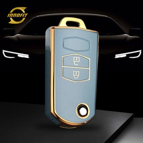 MAC2T1-Granny Grey-Gold Plating- Car Key Cover For Mazda