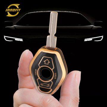 BMF1T1-Black-Gold Plating- Car Key Cover For BMW
