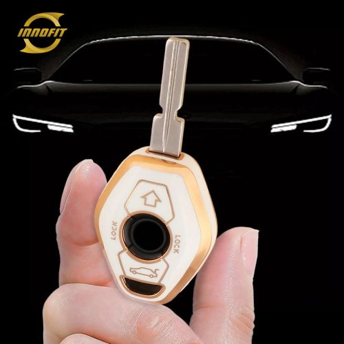 BMF1T1-White-Gold Plating- Car Key Cover For BMW