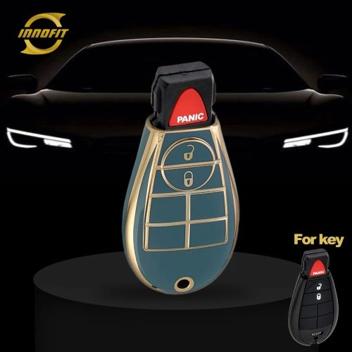 JEC2T1-Granny Grey-Gold Plating- Car Key Cover For Jeep Dodge Chrysler