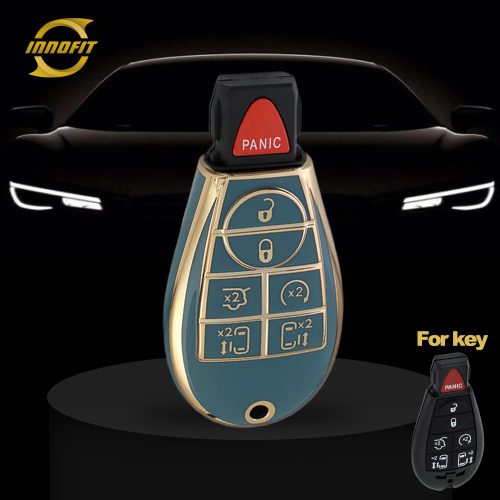JEC4T1-Granny Grey-Gold Plating- Car Key Cover For Jeep Dodge Chrysler