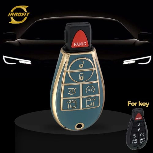 JEC4T1-Granny Grey-Gold Plating- Car Key Cover For Jeep Dodge Chrysler