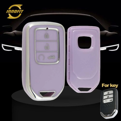 HOA8T1-Purple-Silver Plating- Car Key Cover For Honda