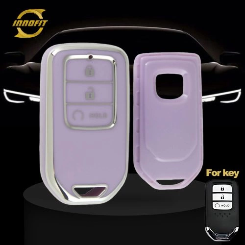 HOA3T1-Purple-Silver Plating- Car Key Cover For Honda