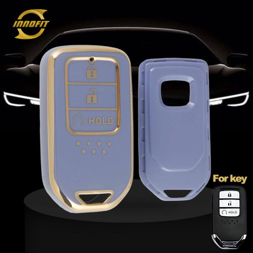 HOA3T1-Light Blue-Gold Plating- Car Key Cover For Honda