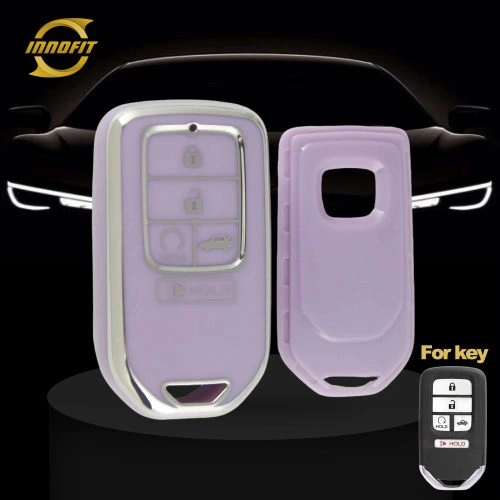 HOA6T1-Purple-Silver Plating- Car Key Cover For Honda