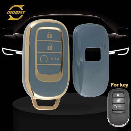 HOB3T1-Granny Grey-Gold Plating- Car Key Cover For Honda