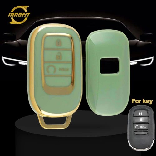 HOB3T1-Green-Gold Plating- Car Key Cover For Honda
