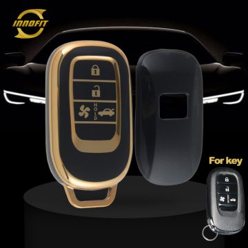 HOB5T1-Black-Gold Plating- Car Key Cover For Honda