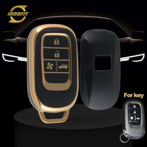 HOB5T1-Black-Gold Plating- Car Key Cover For Honda