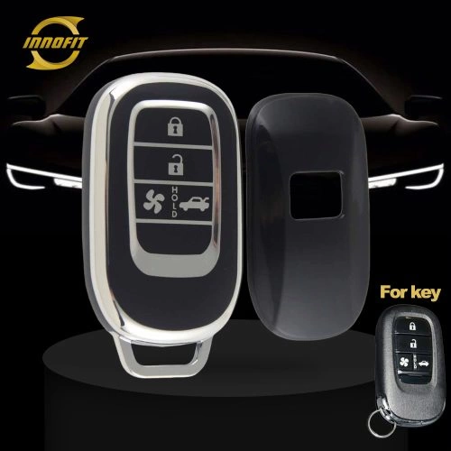 HOB5T1-Black-Silver Plating- Car Key Cover For Honda
