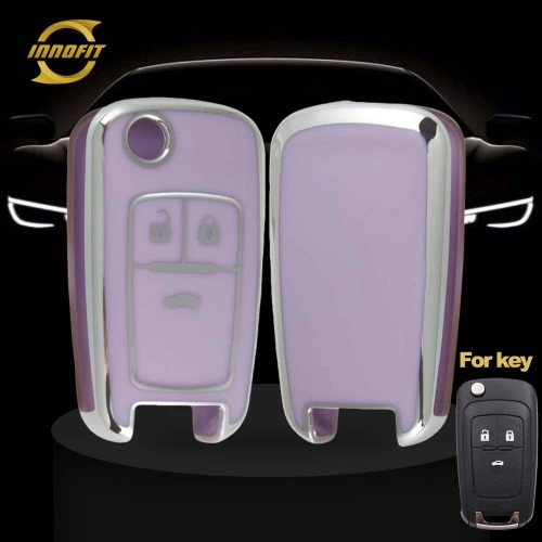 CED1T1-Purple-Silver Plating- Car Key Cover For Chevrolet Opel GMC Holden