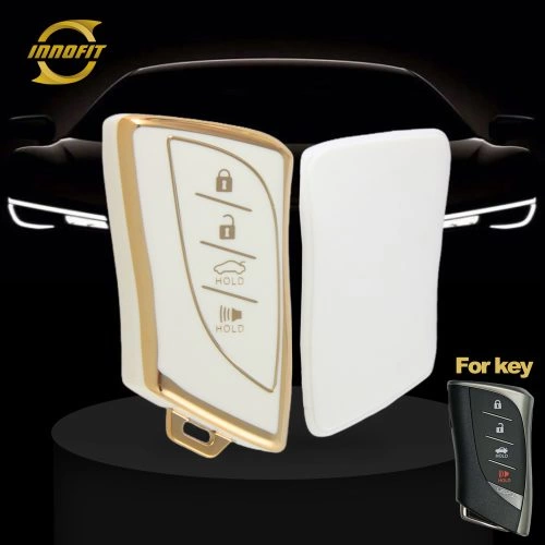 LEB2T1-White-Gold Plating- Car Key Cover For Lexus