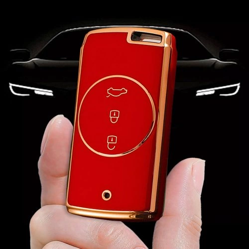 CRJ1T1-Red-Gold Plating- Car Key Cover For Chery