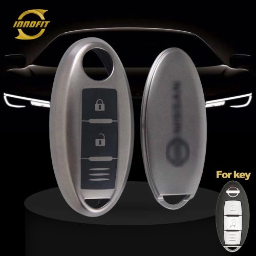NIB1T1-Black-Metal Gray Plating- Car Key Cover For Nissan Infiniti