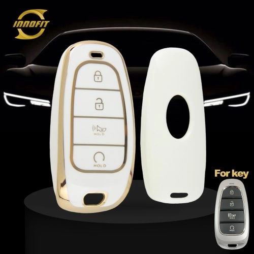 HYE6T1-White-Gold Plating- Car Key Cover For Hyundai