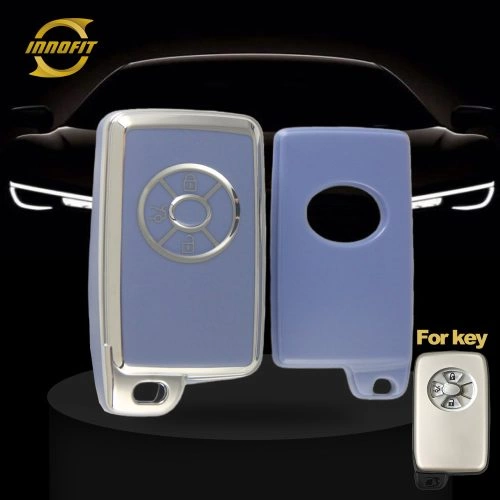 TOO1T1-Light Blue-Silver Plating- Car Key Cover For Toyota