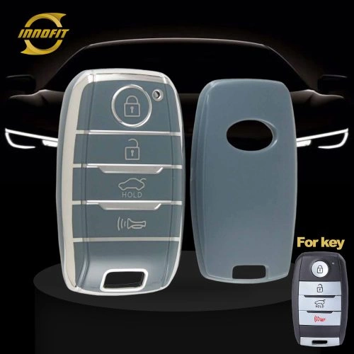 KIC1T1-Granny Grey-Silver Plating- Car Key Cover For Kia
