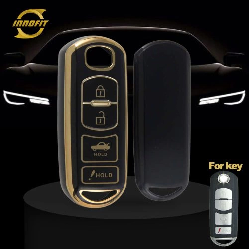 MAB3T1-Black-Gold Plating- Car Key Cover For Mazda Toyota Scion