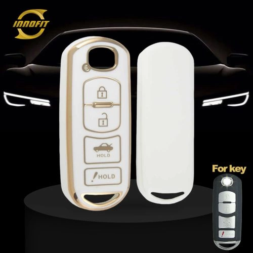 MAB3T1-White-Gold Plating- Car Key Cover For Mazda Toyota Scion