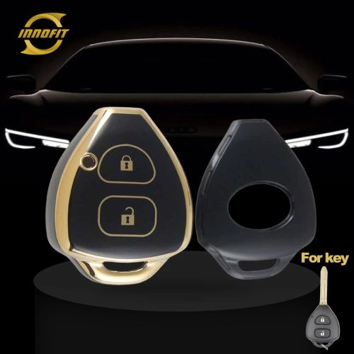 TOT2T1-Black-Gold Plating- Car Key Cover For Toyota