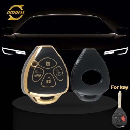 TOT4T1-Black-Gold Plating- Car Key Cover For Toyota