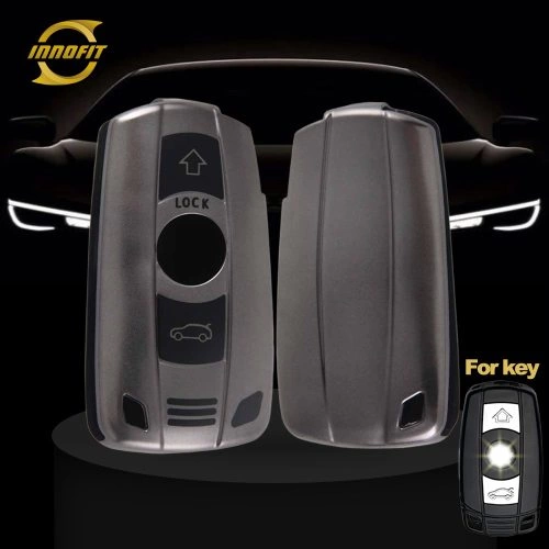 BMD1T1-Black-Metal Gray Plating- Car Key Cover For BMW