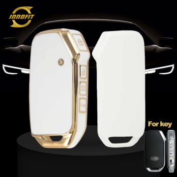 KIK2T1-White-Gold Plating- Car Key Cover For Kia